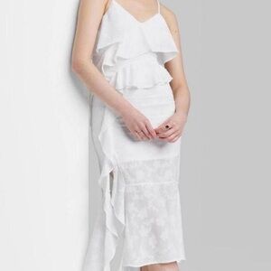 Elegant White Ruffle Dress